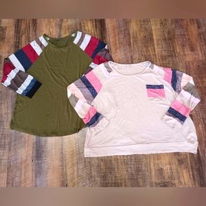 *Bundle* Est 1946 Color Block Sleeve Blouses Sz 26/28W